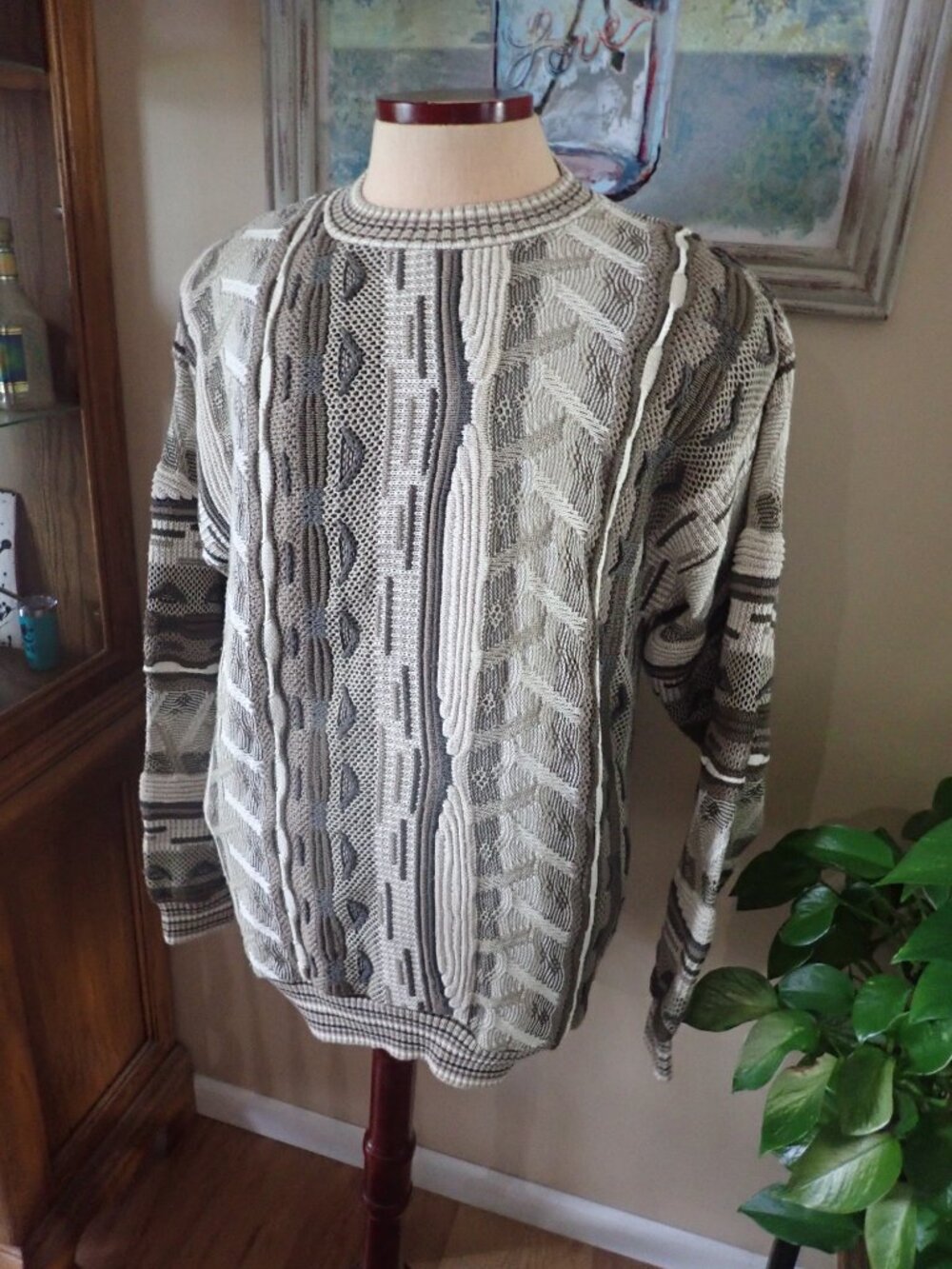 VTG Men’s Protege l Collection Textured Knit Sweater Coogi Style 3D Size XL